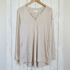 twigg + feather Cream Linen Blend Tunic Top Size Small Made in Canada